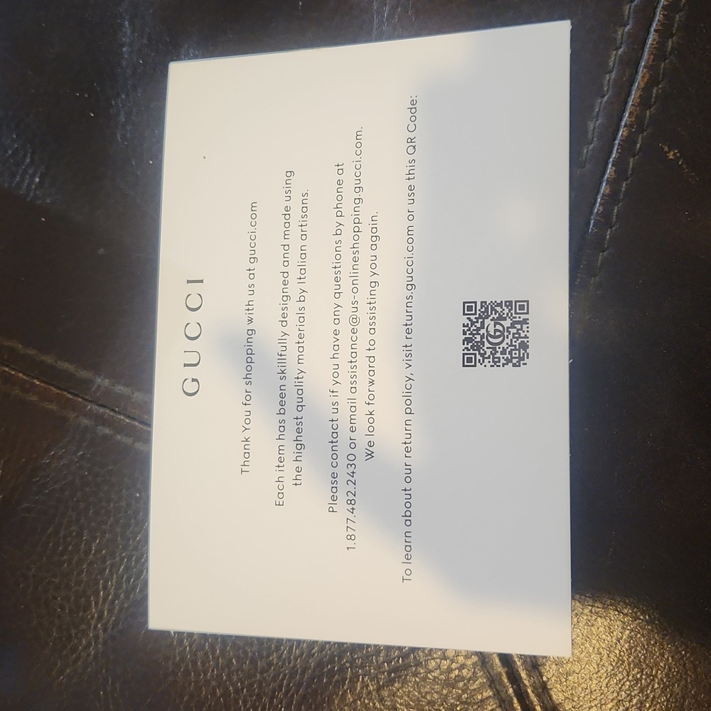 Gucci "Thank you for purchase" card. Missing envelope.